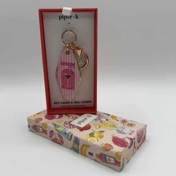 Piper K Espresso Martini Keychain Bag Charm Summer Gift Cocktail Fun - Picture 3 of 6